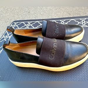 Calvin Klein Leather Platform Loafers